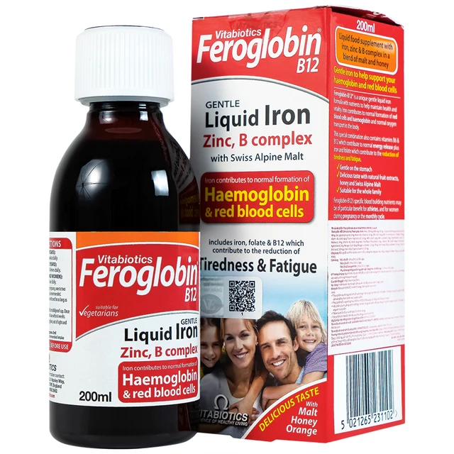Siro hỗ trợ tăng khả năng tạo máu Vitabiotics Feroglobin B12 (200ml)