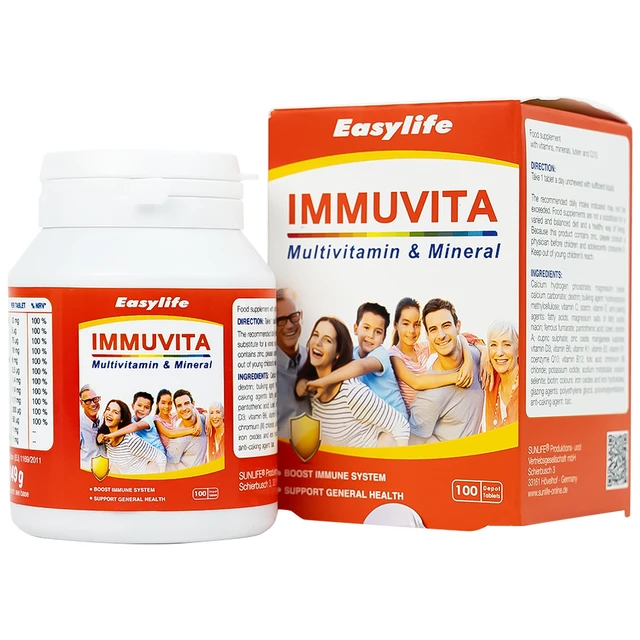 Viên uống bổ sung vitamin và khoáng chất cho cơ thể, tăng sức khỏe Immuvita Easylife (100 viên)